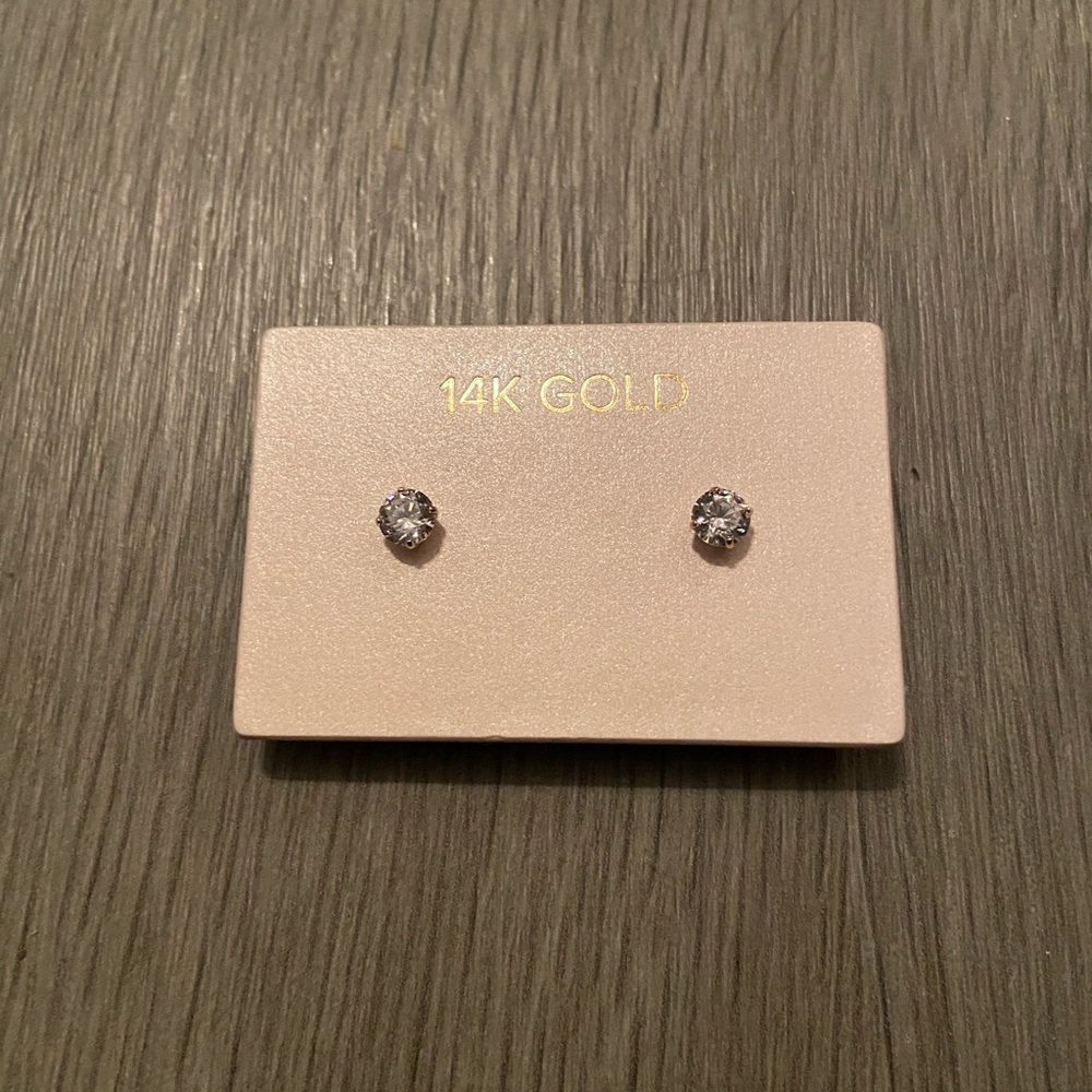 14k gold studs (not real stone, but real gold)